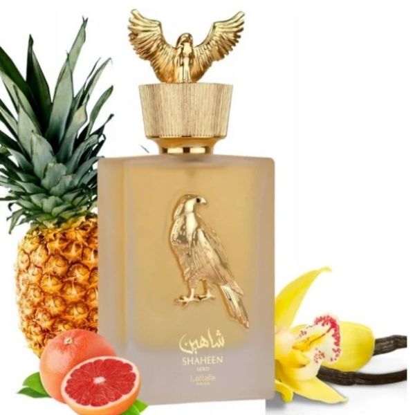 Lattafa Shaheen Gold 100 ml - Perfume Árabe Premium con Notas de Piña, Lavanda y Pachulí