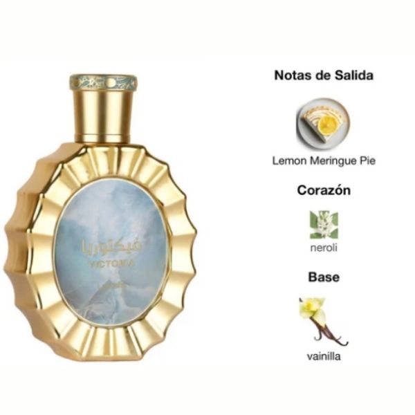 Victoria Lattafa Perfumes 100ML – Perfume Unisex Floral Gourmand con Toques de Limón Merengado y Vainilla