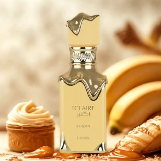 Eclaire Banoffi Lattafa 100ML – Perfume Unisex Floral Gourmand con Plátano, Vainilla y Praliné
