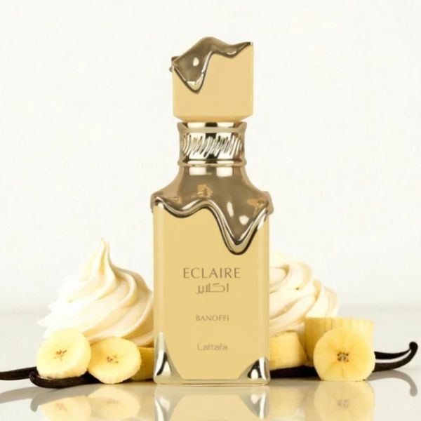 Eclaire Banoffi Lattafa 100ML – Perfume Unisex Floral Gourmand con Plátano, Vainilla y Praliné