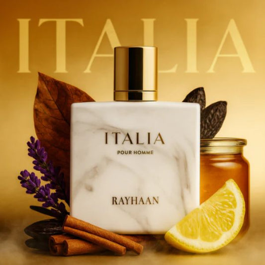 Rayhaan Italia 100ML – Perfume Masculino Oriental Amaderado | Elegante, Cálido y Sofisticado
