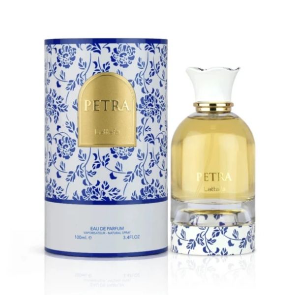 Petra de Lattafa 100ML – Perfume de Mujer Oriental Floral con Coco, Praliné y Ron (Inspirado en el Mediterráneo)