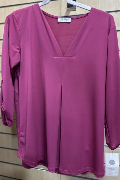 Blusa Rosa Malva Escote Pico – Mujer Elegante Casual