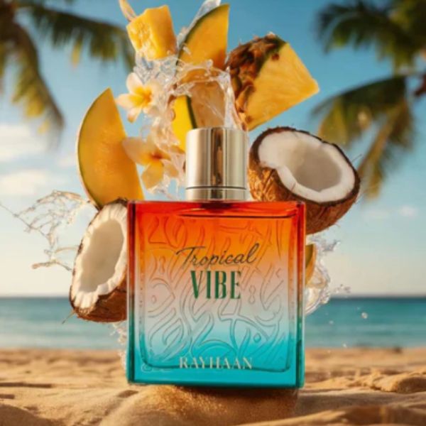 Rayhaan Tropical Vibe 100ML – Perfume Unisex Tropical | Mango, Coco y Maderas Cremosas