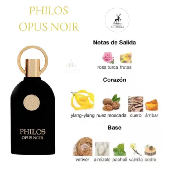 Philos Opus Noir Maison Alhambra 100ML - Perfume Árabe Unisex de Lujo y Elegancia