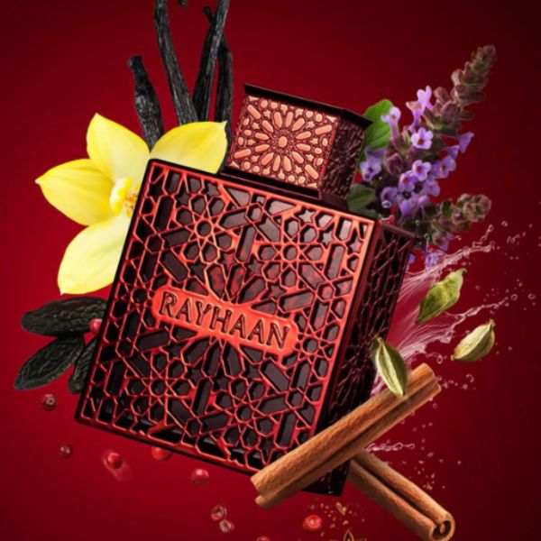 Crimson Rayhaan 100ML – Perfume Masculino Especiado con Cardamomo, Pachulí y Vainilla