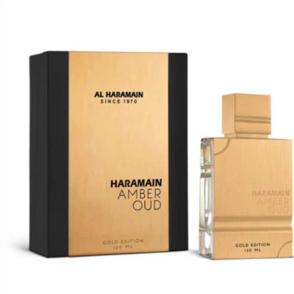Amber Oud Gold Edition Al Haramain 120ML – Perfume Unisex Ámbar Vainilla con Toques Frutales y Amaderados