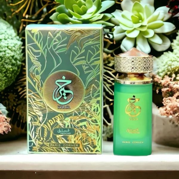 Khair Pistachio de Paris Corner 100ML: Perfume Árabe Unisex Dulce y Elegante con Notas de Pistacho
