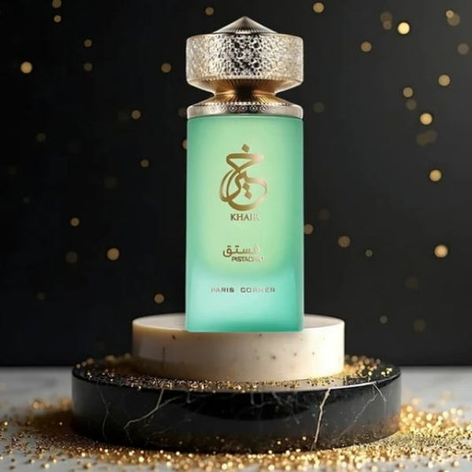 Khair Pistachio de Paris Corner 100ML: Perfume Árabe Unisex Dulce y Elegante con Notas de Pistacho