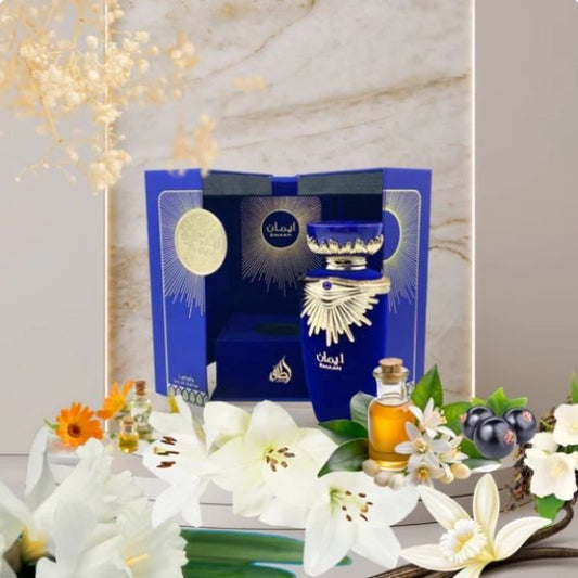 Lattafa Emaan - Perfume Árabe Unisex 100 ml con Notas Frescas, Florales y Cálidas