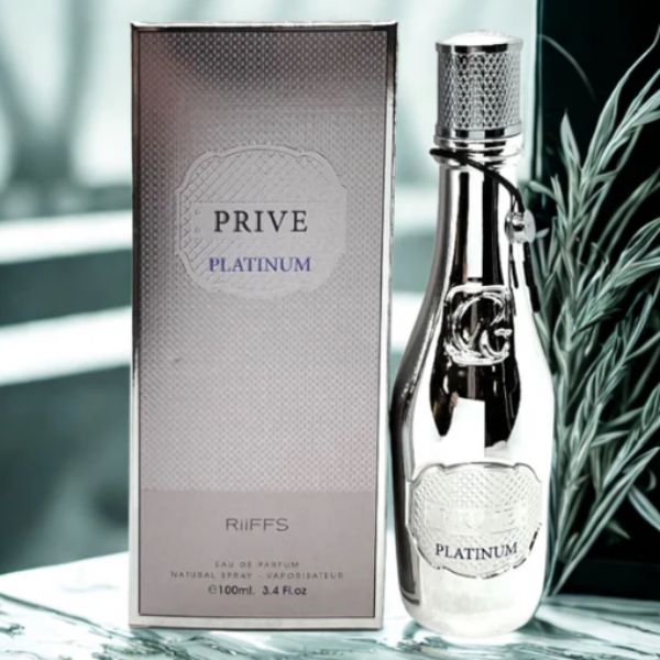Prive Platinum Riiffs Perfumes 100ML – Perfume Unisex Fresco y Elegante con Bergamota, Té Verde y Ámbar
