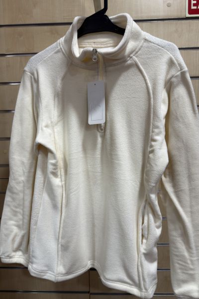 Forro Polar Blanco Cremallera – Jersey Térmico Casual Mujer